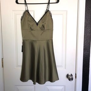 Strappy lace detail fit and flare dress